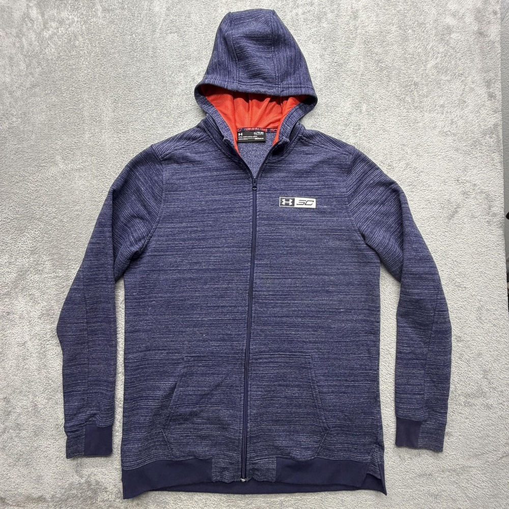 Under Armour Steph Curry 30 Hoodie Mens XLT Blue‎ Full Zip Fleece Lined Hooded